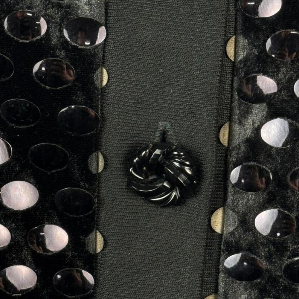 Rectangle Blanc Paris Vintage Black Cardigan Velvet Sequin Sweater Medium - Picture 6 of 12
